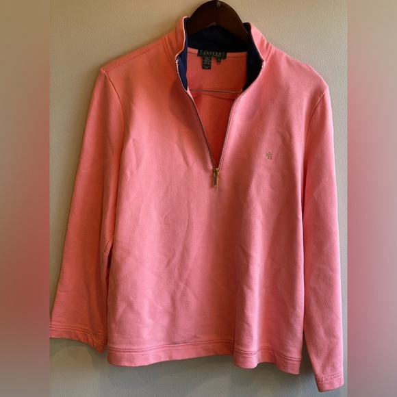 Ralph Lauren Lauren 100% Cotton Salmon Pink Pullover Sweatshirt Size XL - Picture 7 of 9